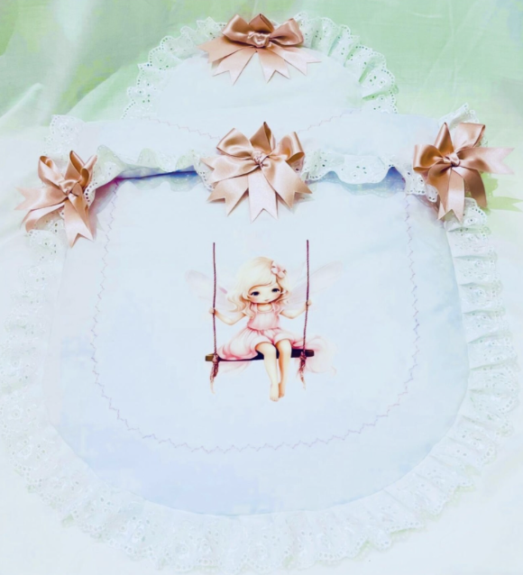 Seraphina - Fairy on a swing Doll's Pram quilt set