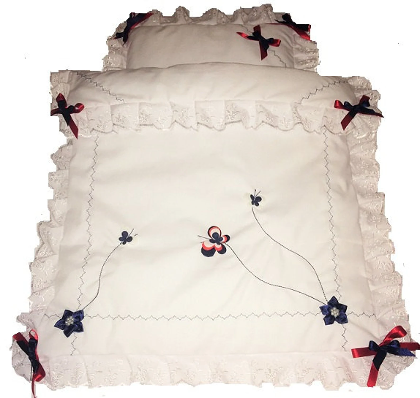 Flutterby Fancy ! Doll's Pram quilt set * Will fit Silver Cross coach built doll's pram