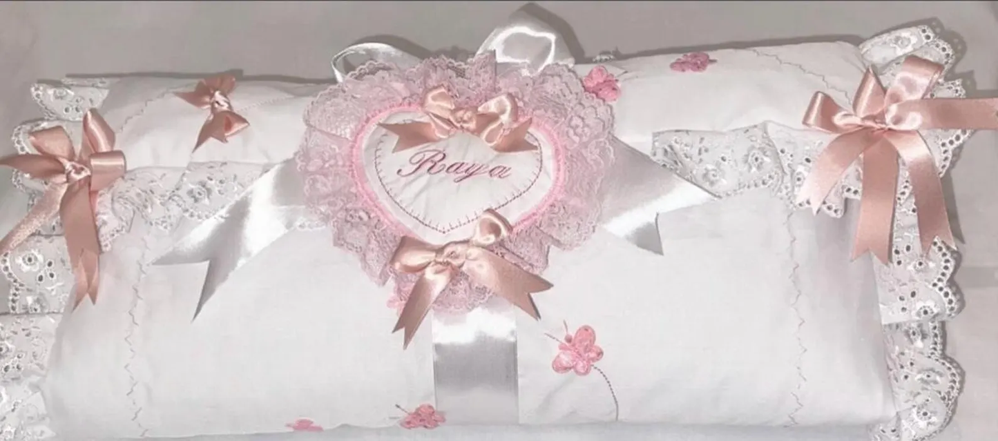 Flutterby Fancy ! Doll's Pram quilt set * Will fit Silver Cross coach built doll's pram